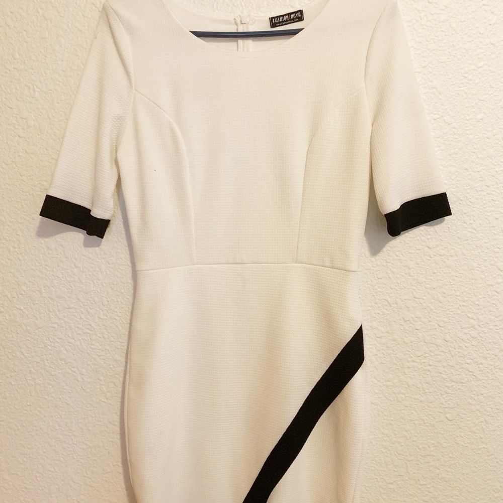 White and black mini dress from Fashion nova.